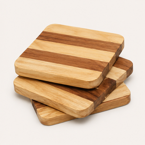 Handmade Striped Multi-Wood Coasters Set For Drinks Eco-Friendly Square Wooden Tea <b>Cup</b> <b>Mats</b> For Home And Office Decor <b>Mats</b> & Pad - Product Image 4