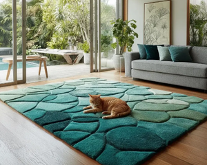 Alfombra de lana hecha a mano con mechones de musgo, de alta calidad, con diseño moderno, ecológica, para sala de estar, habitaciones infantiles, hoteles y oficinas. - Product Image 3