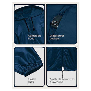 Mens <b>Packable</b> Rain <b>Jacket</b> Lightweight Waterproof Raincoat with Hood Outdoor Rain Gear for Travel Hiking Cycling Breathable - Product Image 6