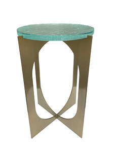 Table d'appoint pour salon avec plateau en verre moulé et métal, pour salon, chambre et bureau - Product Image 4