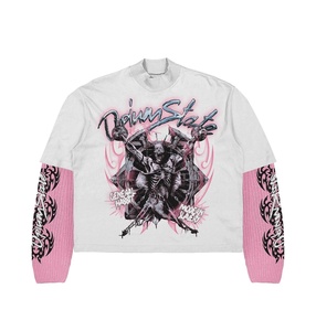Camiseta de Manga Larga con Cuello Redondo, Diseño Gráfico de Hip Hop y Rock, Doble Capa, Personalizada con Serigrafía, de Alta Calidad - Product Image 4