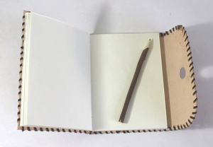 Wholesale Vintage Handmade <b>Orange</b> Notebook Recycled Cotton <b>Paper</b> With Pencil Lock Goat TC Leather Hand Stitches Design - Product Image 4