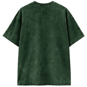 Camiseta Extra Grande de Algodón 100% Verde Oscuro Lavado Estilo Vintage con Logotipo Bordado en el Pecho, Antiarrugas, de Secado Rápido, Unisex, Estilo Urbano - Product Image 2