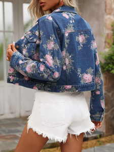 Chaqueta vaquera de camionero con estampado de leopardo para mujer TRIBON SPORTS, manga larga, cuello vuelto, largo regular, informal, lavada, con parches, para otoño e invierno - Product Image 2