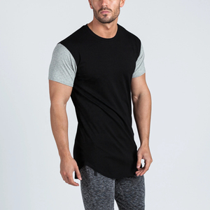 T-shirt de yoga à manches courtes en jersey de coton de qualité supérieure, coupe ajustée, respirant, imprimé numériquement, couleur unie, service OEM ODM pour hommes - Product Image 1