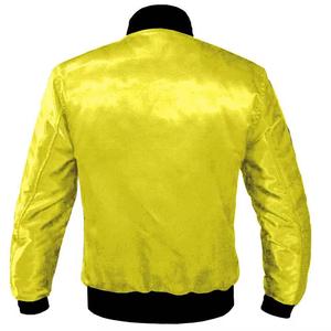 Men's Yellow Bomber <b>Jacket</b> Solid Color Stand Collar Casual Style Polyester Material Regular Fit Autumn Wear - Product Image 6