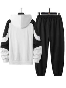 Survêtement d'été pour homme, sweat à capuche imprimé, imprimé numérique, taille élastique, poches latérales, style décontracté, 100% coton molletonné - Product Image 2