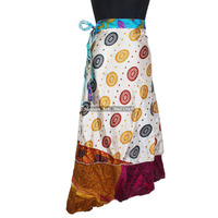 Jupes Vintage en Soie Magique 38 Pouces, Sarong Paréo, Jupe Longue Maxi, 2 Couches Réversibles, Saris en Soie Magique, Jupe Longue Enveloppante, Enveloppement Magique