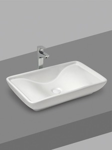 Lavabo de Cerámica Rectangular Elegante para Baño, Montado en Encimera, Lavamanos de Lujo Moderno para Hotel - Product Image 1