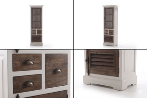 Armoire rectangulaire en teck massif Luna, style scandinave moderne, finition naturelle, meuble de rangement pour salon et chambre à coucher - Product Image 3