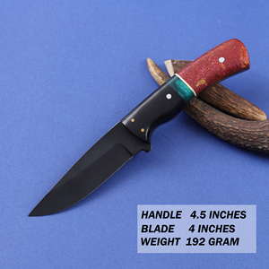 Cuchillo de caza nórdico de acero al carbono con recubrimiento en polvo, hoja fija biselada de 8.5 pulgadas, punta caída, para camping, con resina de grado industrial - Product Image 2