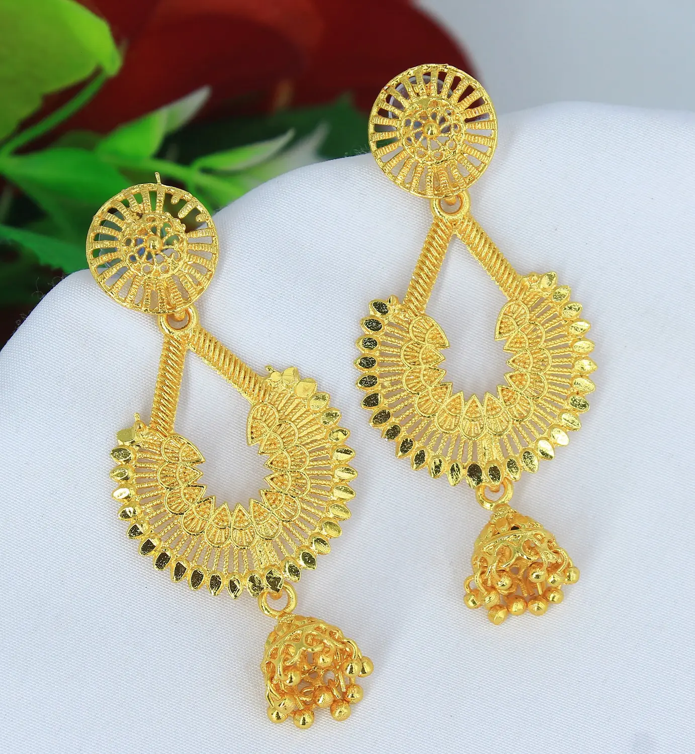 Ohrringe vergoldet Designer afrikanischen Stil Premium VAE Qualität Jumkha Bali Dubai Creolen für Frauen Earchain Ohrring