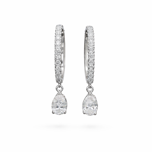 ต่างหูเพชรทรงหยดน้ำ 14K ทองคำแท้ เพชรเพาะเลี้ยง 0.68 กะรัต รูปทรงกลมและหยดน้ำ สี DEF ความสะอาดระดับ VS VVS เครื่องประดับเพชร - Product Image 1