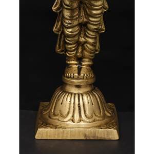 Petite statue Deepalakshmi en laiton de 6 pouces faite à la main Article de sculpture indienne - Product Image 1