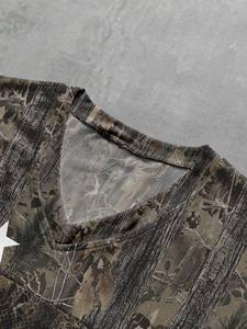 Maillot de football américain ample et oversize en maille camouflage, col en V, personnalisé, style streetwear rétro vintage, motif camouflage Real Tree - Product Image 3