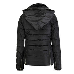 Veste d'hiver matelassée pour femme Jaffico International, marron, avec capuche, rembourrage en duvet naturel, fermeture éclair, style décontracté - Product Image 1