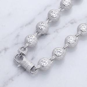 สร้อยคอฮิปฮอปแบบ Cuban Link ประดับเพชร VVS Moissanite รูปทรงกลม เงินแท้ 925 สำหรับผู้ชาย มีจำหน่ายแล้ว - Product Image 3