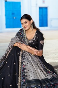Emerald Ivory Gold Embroidered Lehenga Choli with <b>Jacket</b> 3-Piece Traditional Indian Bridal & Party Wear - Product Image 2