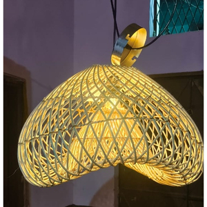 Lámpara Colgante Moderna Boho de Tela Negra y Ratán, Tejido de Mimbre Hecho a Mano, Lámpara Colgante de 2 Niveles para Decoración de Sala de Estar - Product Image 6