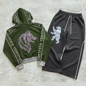 Conjunto Deportivo Unisex con Estampado Animal, Sudadera con Capucha, Manga Larga, Casual, Transpirable, Material de Poliéster, Corte Regular, con Bolsillos Laterales, Otoño - Product Image 1