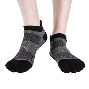 Chaussettes de sport pour hommes à 5 doigts, rayées, respirantes, tricotées, en coton, polyester et élasthanne, fines, pour l'été - Product Image 4