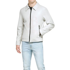 Chaqueta de Cuero de Invierno para Hombre, a la Moda, con Cuello Alto, Estilo Urbano Elegante, Talla Personalizada y Blanca - Product Image 4