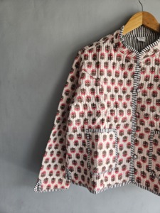 Quilted <b>Jacket</b> Women's <b>Mandarin</b> <b>Collar</b> Full Sleeve Printed Cotton Autumn Style Regular Length Button Closure gift for her - Product Image 4