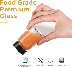 Botellas de Vidrio de 2 oz (<span class=keywords><strong>60</strong></span> <span class=keywords><strong>ml</strong></span>) con Tapas Negras, Frascos Pequeños Transparentes para Bebidas Saludables, Botellas de Vidrio Mini de Boca Ancha para Viajes - Product Image 3