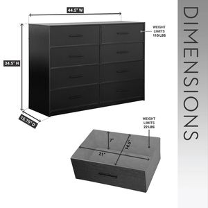 Commode à 8 tiroirs avec grands tiroirs en tissu, meuble de rangement noir - Product Image 4