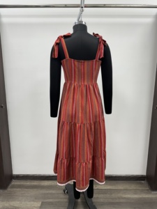 Striped Tiered Casual Daily <b>Summer</b> 100% Cotton Woven Digital Printed A-Line Maxi <b>Dress</b> <b>with</b> <b>Pockets</b> Sleeveless Straight Hem - Product Image 2