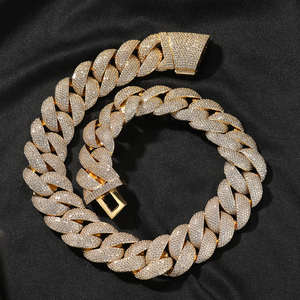Collar de cadena cubana estilo hip hop, chapado en oro, cobre con circonita, 22 mm, joyería de moda para hombre, cadena llamativa y moderna. - Product Image 2