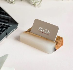 Unique Quality Resin Wood Business Card Holder For Best Selling Resin Wood Card Holder For Office Home Table Use Customized Logo - Product Image 2
