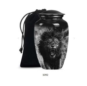 Urne funéraire décorative pour adulte, motif lion noir, luxe moderne, design imprimé, urne pour cendres, urne pour animaux sauvages. - Product Image 5