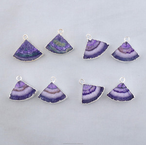 Charmes de quartz solaire violet lavande argent plaqué résultats de charme de pierres précieuses naturelles - Product Image 3