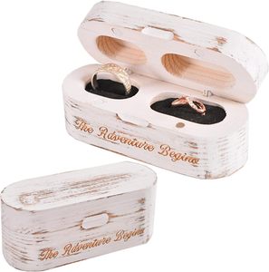 Boîte à alliances en bois pour cérémonie de mariage - Boîte porte-alliances en bois pour fiançailles, accessoires de mariage, boîtes à alliances - Product Image 1