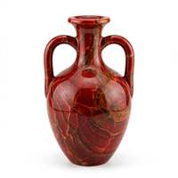 Vase Amphore en Onyx Rouge Naturel Fait Main avec Deux Poignées Style Grec Classique Vase en Pierre Vente en Gros Vase Décoratif Sculpté avec Logo Personnalisé