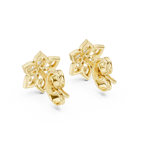 Pendientes de Diamantes Florales de Laboratorio de Última Tendencia, Engastados en Oro Amarillo de 18 Quilates, para Compromiso, Boda, Fiesta, Regalo de San Valentín, Uso Diario para Mujer - Product Image 3
