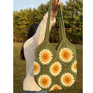 Bolso de Mano Tejido a Crochet Hecho a Mano en India para Mujer, Bolso Tote de Hilo de Algodón Elegante para Compras, Regalos y Uso Casual en Venta - Product Image 1