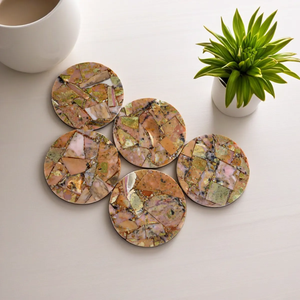 Sous-verres modernes en opale rose, élégants, faits à la main, en marbre poli, sous-verres en pierre naturelle pour tasses et verres, vente en gros, tapis modernes - Product Image 3