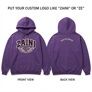 Sudadera con Capucha para Hombre, 380 GSM, Felpa de Algodón y Poliéster Premium, Color Morado, Logotipo Bordado en Chenilla Personalizado, Estilo Urbano Holgado - Product Image 1