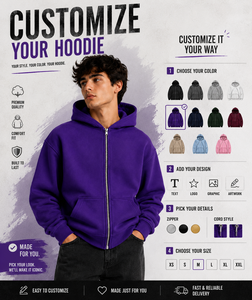 Sudadera con Capucha para Hombre, 100% Algodón, Estilo Urbano Casual, Diseño de Redes, Alta Calidad, Personalizable con Logotipo, Color Morado - Product Image 5
