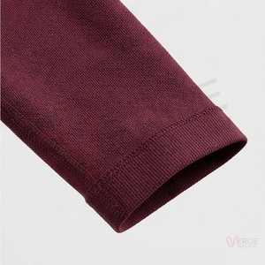 Ensemble de yoga 2 pièces pour femme, bordeaux, sans couture, avec crop top à manches longues et leggings taille haute, col rond, avec passe-pouces - Product Image 6
