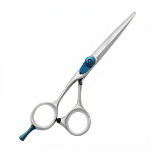 Ciseaux de coiffure professionnels de qualité supérieure en acier inoxydable, cisailles de salon de barbier avec vis réglable bleue - Product Image 2