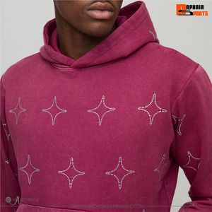 Sudadera con Capucha DAPHNIA Color Borgoña, Unisex, con Estampado de Estrellas con Pedrería, Corte Regular, Informal, de Invierno, de Alta Calidad, para Exteriores - Product Image 6