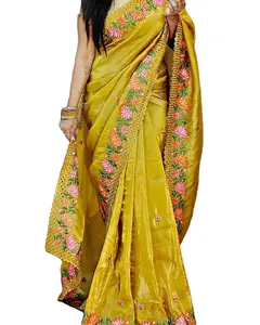 Indian and Pakistani Style Soft Net Material Party Wear Georgette Saree at Wholesale Price
