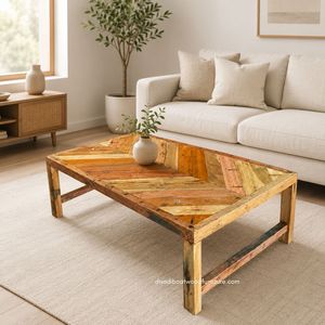 Handcrafted Durable Natural Arrow Design Rustic Wooden Coffee <b>Table</b> <b>Reclaimed</b> Boat Wood Antique Original Color Indoor Livingroom - Product Image 4