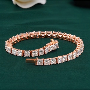 13.53 CT Lab Grown Princess Cut Diamond Tennis Bracelet 14K Rose Gold 4-Prong Fashionable Style - Product Image 3