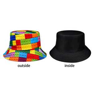 Unisex Bucket <b>Hat</b> Colorful Logo Print Outside Black Inside Polyester Casual Spring <b>Summer</b> 56-58CM - Product Image 1