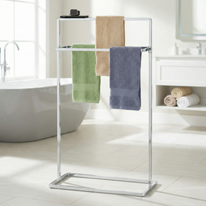 Toallero prístino de hierro fundido de metal cromado de tres capas, diseño moderno, almacenamiento doméstico independiente - Product Image 1