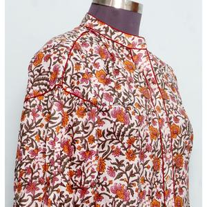 เสื้อคลุมผู้หญิง-สไตล์วินเทจเกาหลี ลายดอกไม้ ผ้าฝ้าย 100% เป็นมิตรกับสิ่งแวดล้อม ระบายอากาศได้ดี แขนพอง คอทรงโอ ทันสมัย ใส่ได้ทุกฤดู - Product Image 5